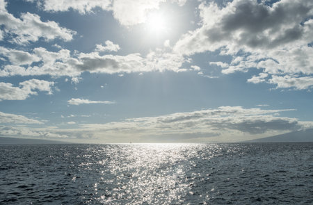 Scenic ocean vista off the coast of West Maui with Lanai and Molokai islands in the background, Hawaiiの写真素材