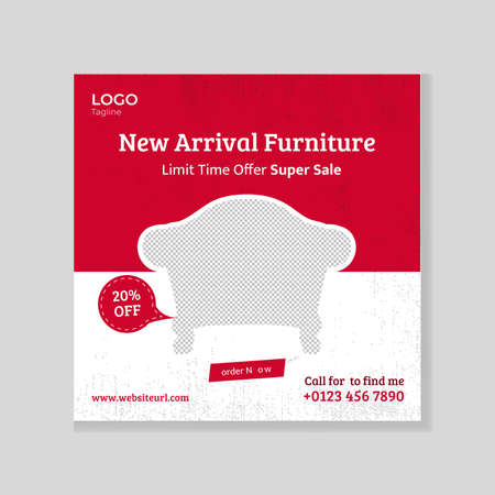 Furniture Social media post Design | Furniture, chair, sofa, table, bedのイラスト素材