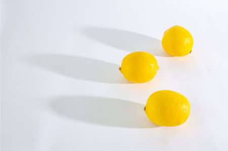 Lemons on white background with shadowの写真素材