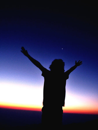 On the top of mountain, I can see, close to the sky. The sky is beautiful.の素材