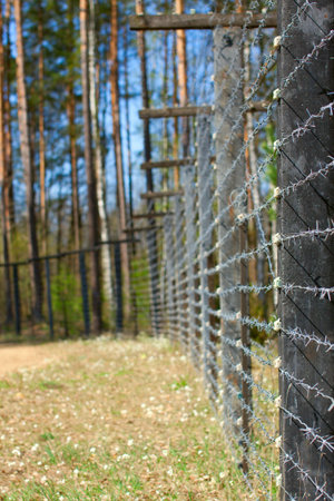 Barbed wire fence on border with Soviet Union