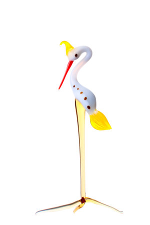 Beak from colored glass isolated on whiteの写真素材