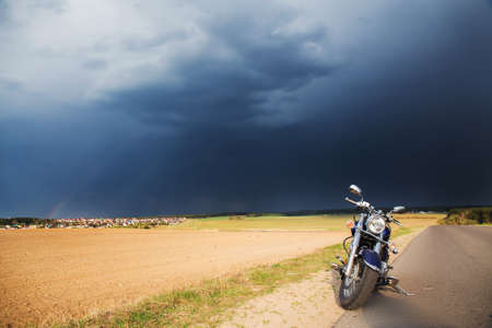 Motorcycle expects his driver on the roadの写真素材