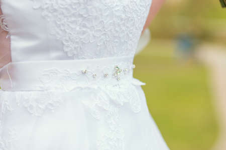 Wedding dress front detail close up photoの写真素材