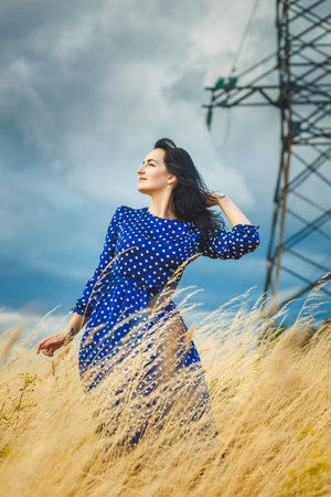 Art portrait of a beautiful brunette adult girl