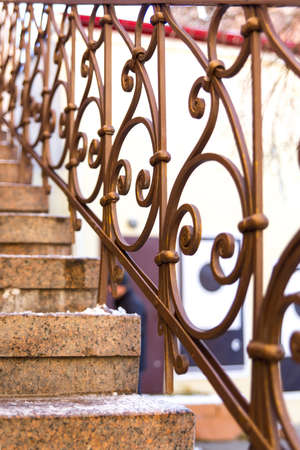 Iron Grill Ornamental Flourish Detail Background. Contemporary artの写真素材