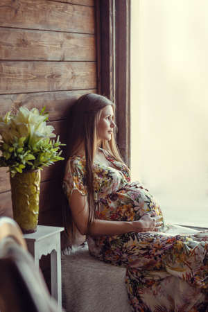 Beauty Pregnant Woman . Pregnant Belly. Beautiful Pregnant Woman Expecting Baby. Maternity concept.の写真素材