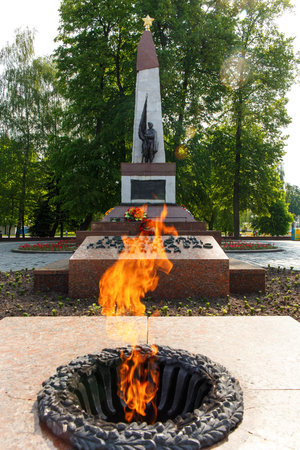 HRODNA, BELARUS - MAY 21, 2016: Eternal Flame monument to the soldiers of World War II in Grodno, Belarusのeditorial素材