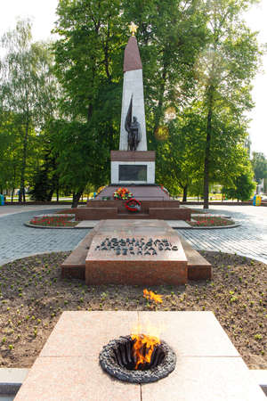 HRODNA, BELARUS - MAY 21, 2016: Eternal Flame monument to the soldiers of World War II in Grodno, Belarusのeditorial素材