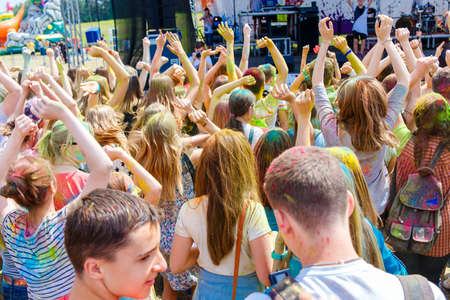 GRODNO, BELARUS - May 28, 2016: The annual holi festival of colors ColorFest in Grodno, Belarusのeditorial素材