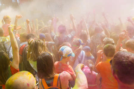 GRODNO, BELARUS - May 28, 2016: The annual holi festival of colors ColorFest in Grodno, Belarusのeditorial素材