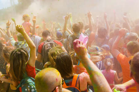 GRODNO, BELARUS - May 28, 2016: The annual holi festival of colors ColorFest in Grodno, Belarusのeditorial素材