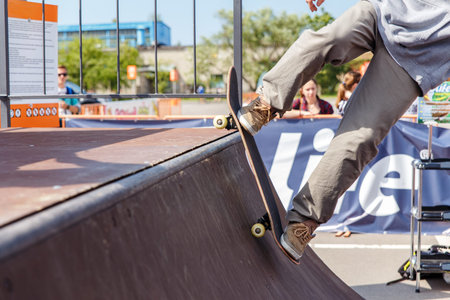 GRODNO, BELARUS - JUN 18: Athletes compete at Skateboard Challenge 2016 in Grodno, Belarus, June 18, 2016のeditorial素材
