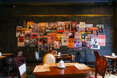 GRODNO, BELARUS - NOV 5, 2016: The vintage interior of gastrobar HOUDINI in Grodno, Belarus, November 5, 2016のeditorial素材