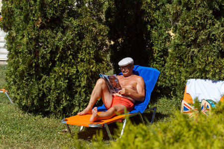 NESSEBAR, BULGARIA - SEP 01: Adult male resting at hotel Victoria in Nessebar, Bulgaria at September 01, 2016のeditorial素材