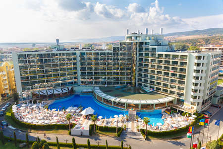 View of the facade of the four stars hotelのeditorial素材