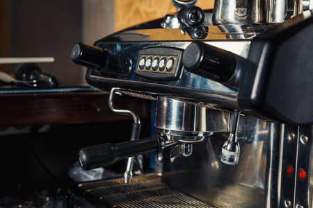 Coffee machine in the coffee shop. Close up shot.の写真素材