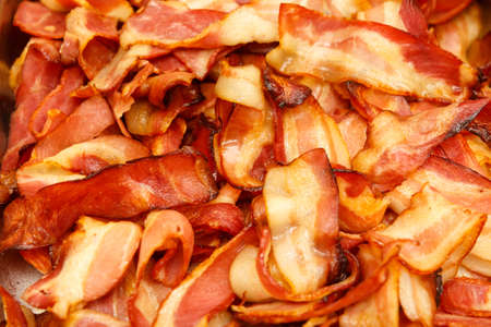 Background with grilled bacon on the buffetの写真素材