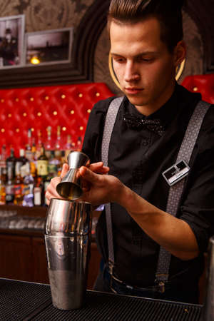 Grodno, Belarus - May 06, 2017: The bartender working in the London barのeditorial素材