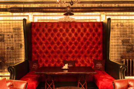 Grodno, Belarus - October 13, 2017: The interior of a vintage luxury bar Faradayのeditorial素材