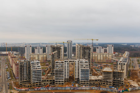 Minsk, Belarus - December 31, 2017: View of the residential complex Minsk lighthouse from the...