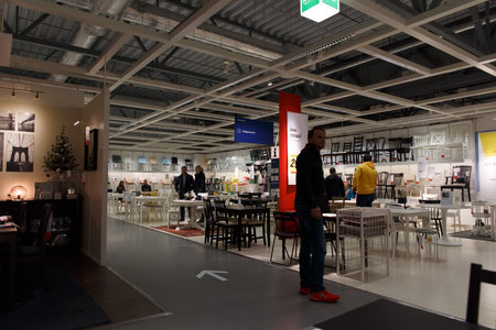 Vilnius, Lithuania - October 27, 2018: Ikea Store in Vikingu street. Interior view of furniture room...