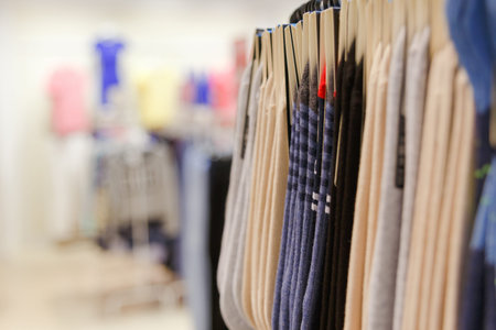 Colorful socks in vertical displayの写真素材