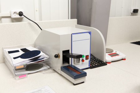 The device for determining the resistance of fabrics to mechanical wear tests samples of various...