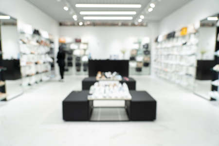 abstract blurred high-heel shoes women fashion shop on shelves background.の写真素材