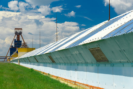 A conveyor with a length of several kilometers for transporting potash ore to a processing plant