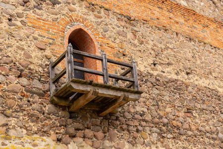 brick wall of an old castleの写真素材