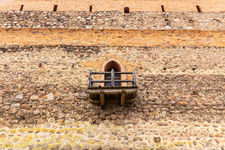 brick wall of an old castleの写真素材