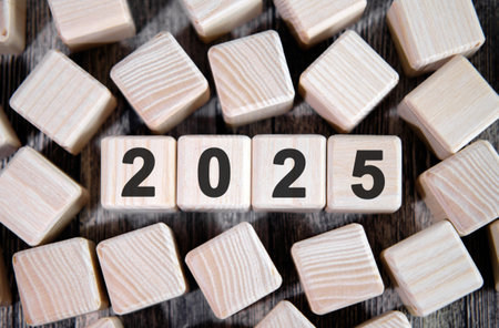 New year 2025 concept. Plain background textの写真素材