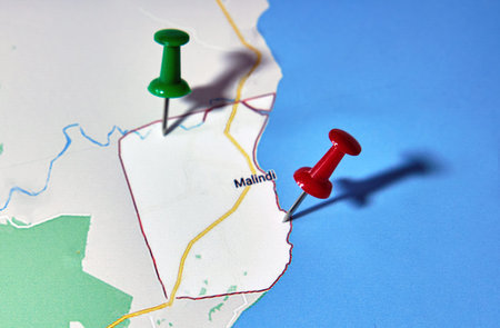 Malindu on a map showing a colored pin
