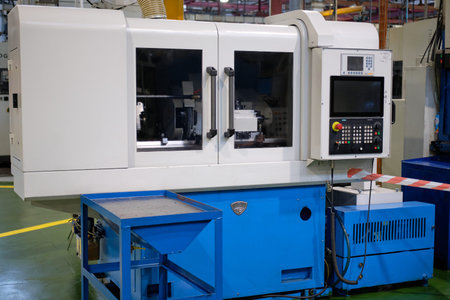 A large machine in a mechanized factory for the production of