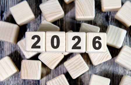 New year 2026 concept. Plain background textの写真素材