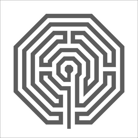 Hexagonal heathen Labyrinth Symbol isolated on white background.のイラスト素材