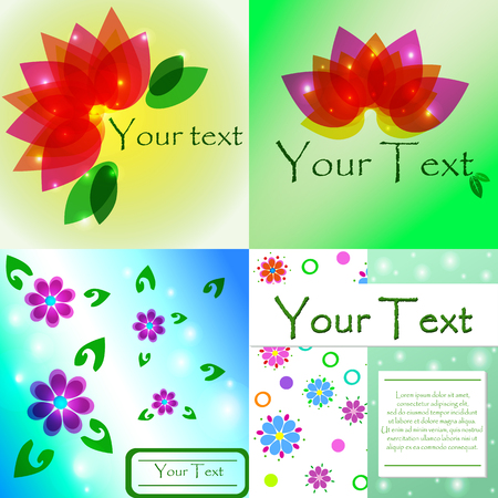 Flowers backgronds set design vector for spa, boutique, beauty salon etcのイラスト素材