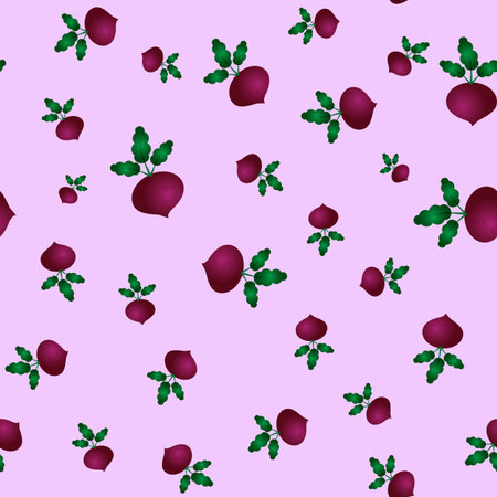 seamless pattern with beets on a purple backgroundのイラスト素材