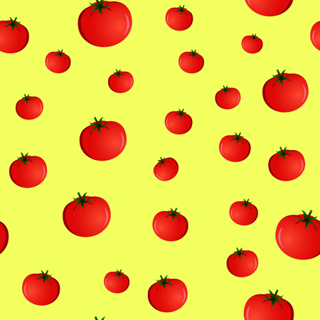 seamless pattern with tomatoes on a yellow backgroundのイラスト素材