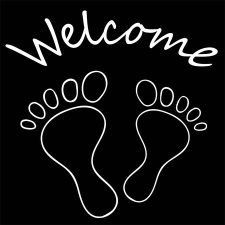 Background with footprint. Vector illustration on a black backgraundのイラスト素材