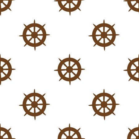 Seamless ships steering wheel vector pattern on a white backgraundのイラスト素材