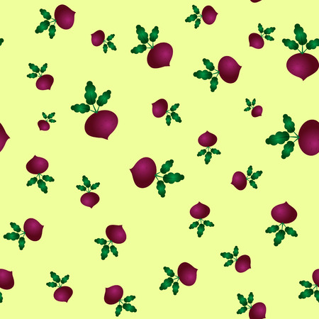 seamless pattern with beets on a yellow backgroundのイラスト素材