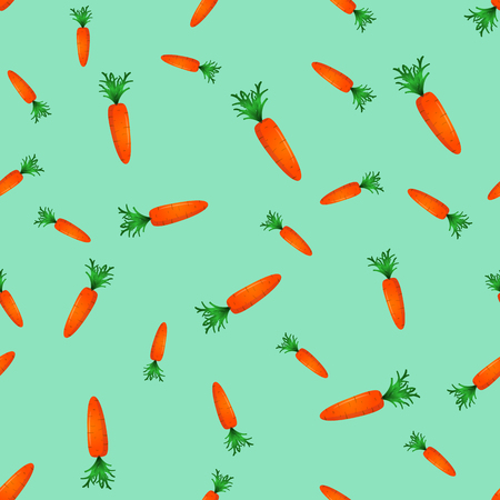 seamless pattern with carrot on the green background. vector illustrationのイラスト素材