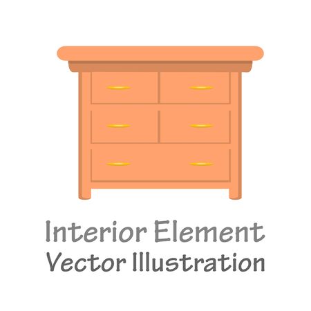 Wooden light brown chest of drawers. Made of natural materials.のイラスト素材