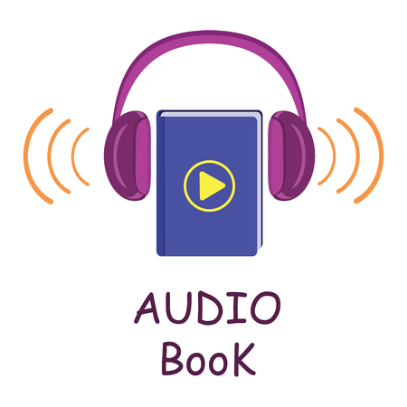 Listening and learning electronic library. Vector illustrationのイラスト素材