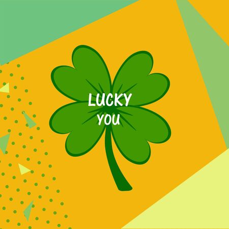 Lucky you. Irish St. Patricks Day green clover vector illustrationのイラスト素材
