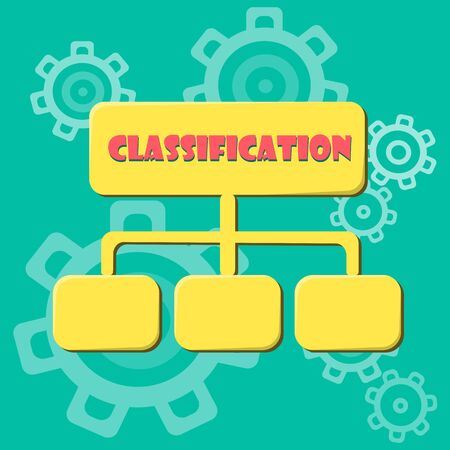 Classification, data analysis, data management icon. Vector illustration on yellow background.のイラスト素材
