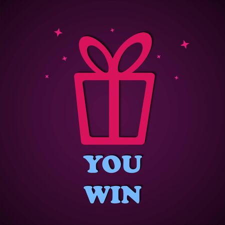 Gift icon box. You win. Lottery drawing advertising banner template. Vector illustrationのイラスト素材