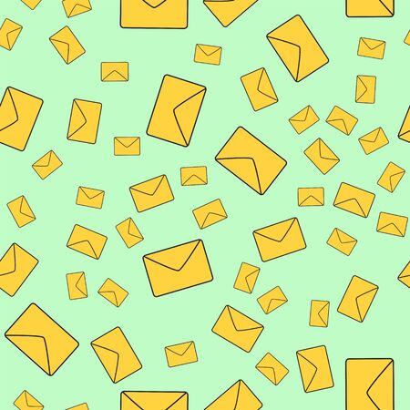 Vector seamless background with yellow envelopes. Mail concept.のイラスト素材
